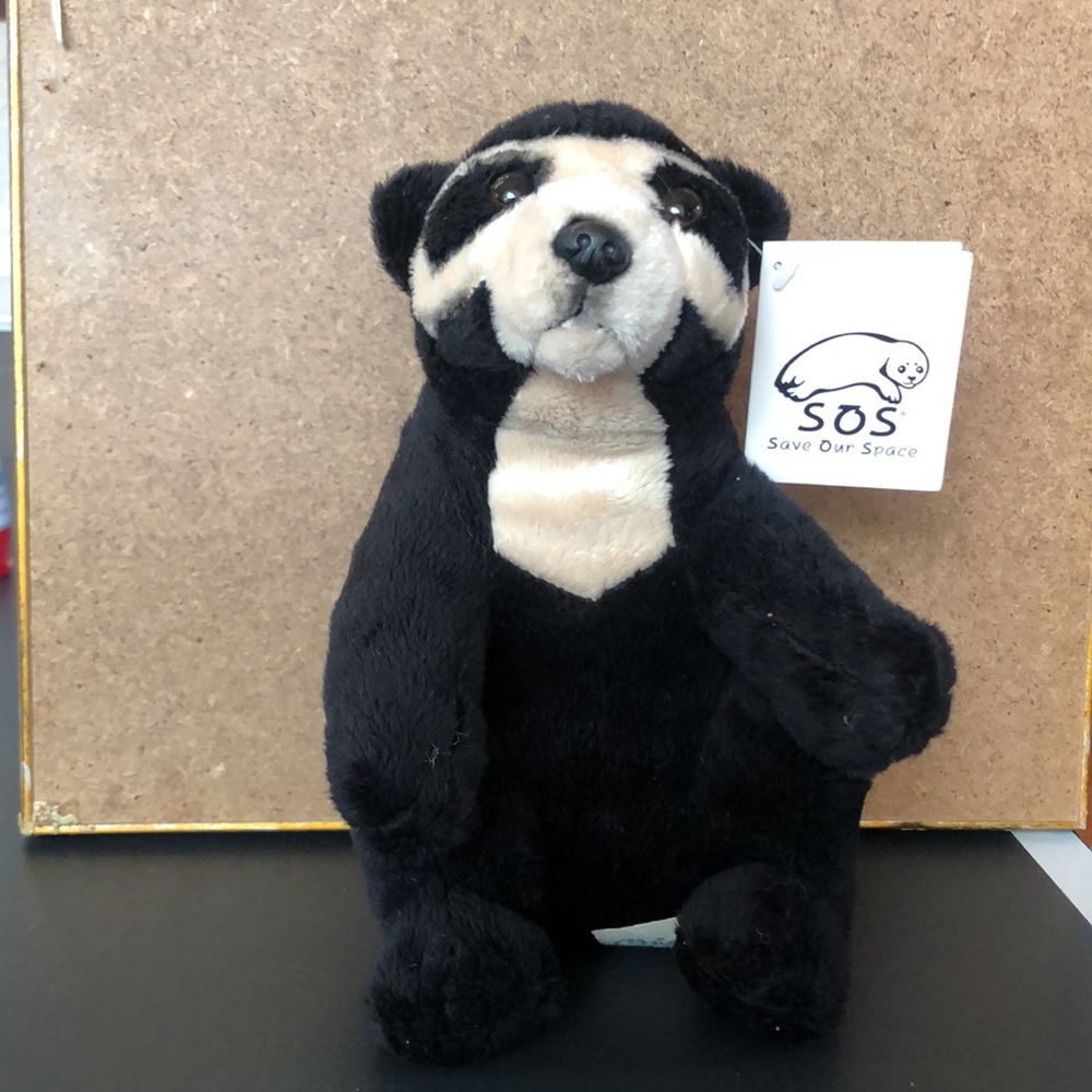 Leosco Collection 8 1/2” SOS Save Our Space Black Bear Plush NWT
